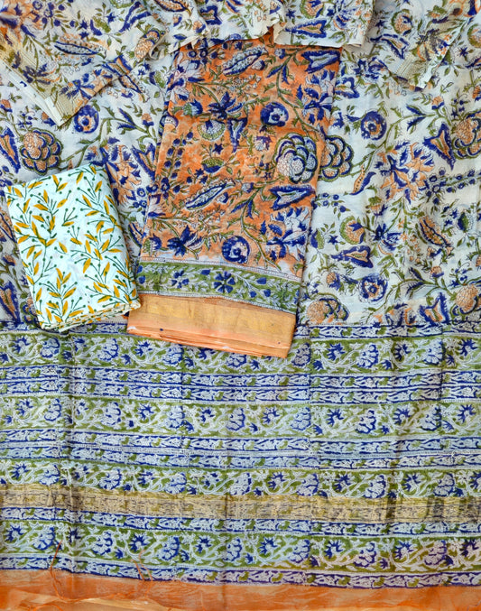 Traditional patterned fabric with a focus on intricate design saree.