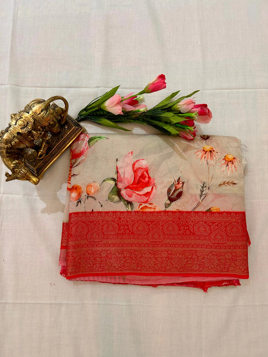Floral Printed silk saree