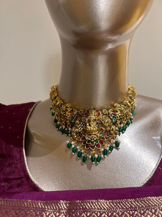 Lakshmi Hara with green beads Mandira Silks