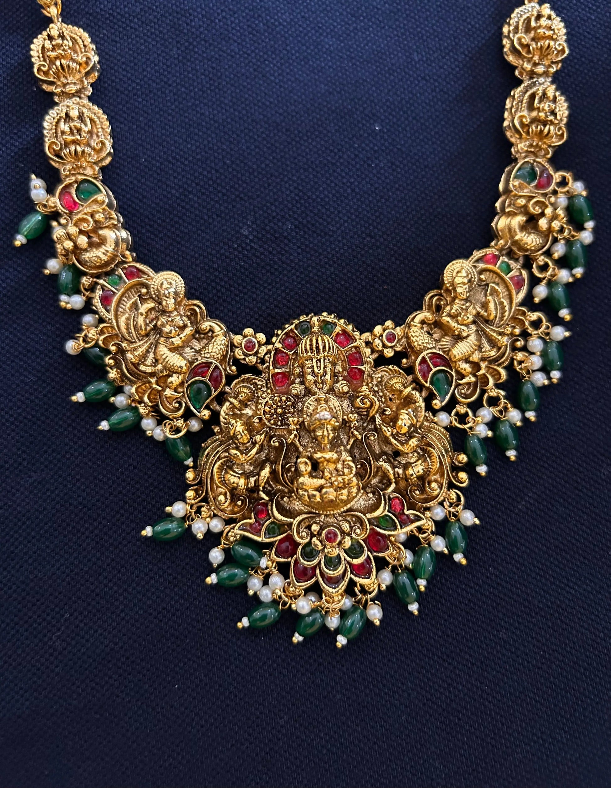 Lakshmi Hara with green beads Mandira Silks