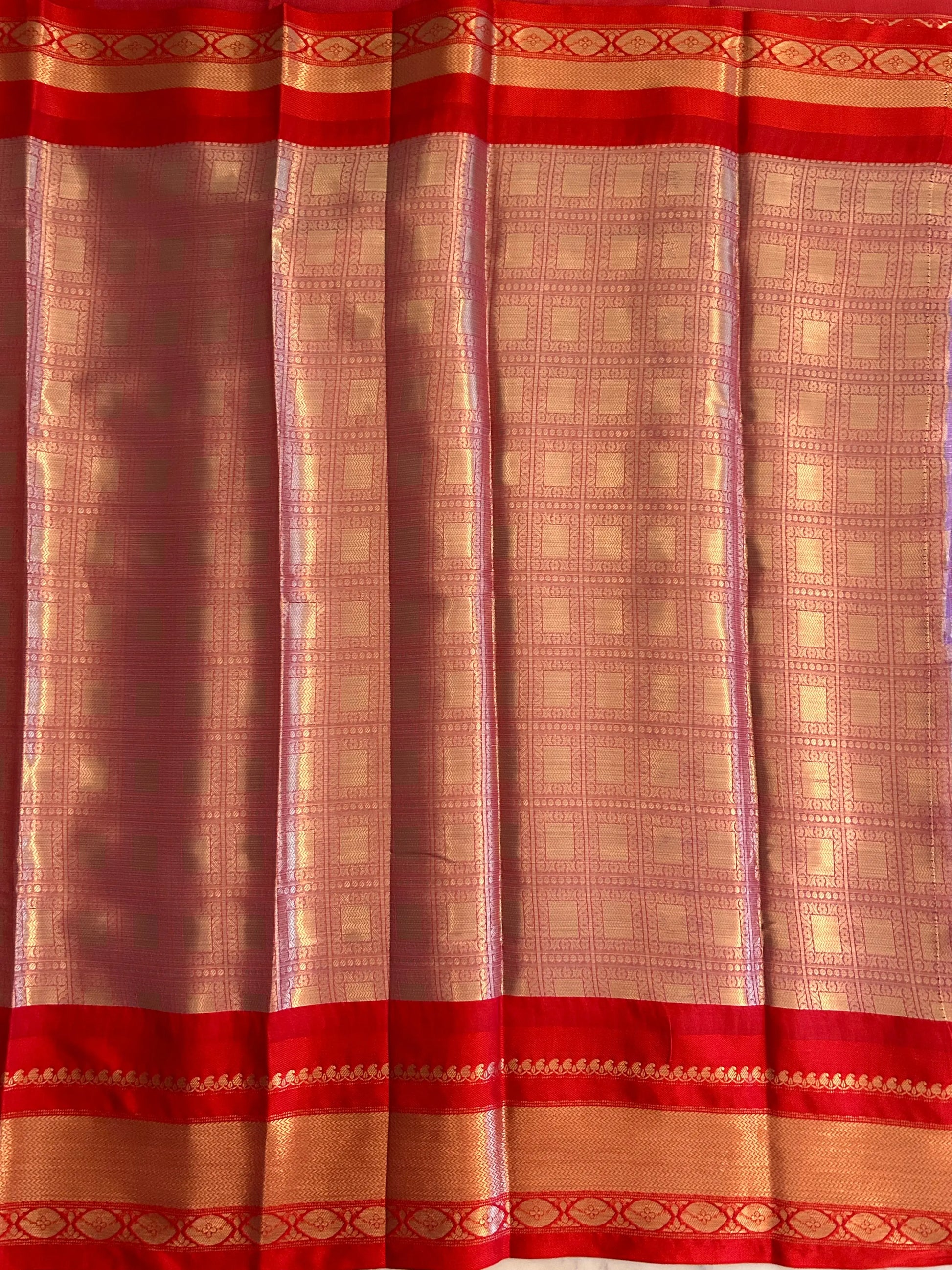 Lavender Color Kota Saree with Zari Border and buta all over saree Mandira Silks