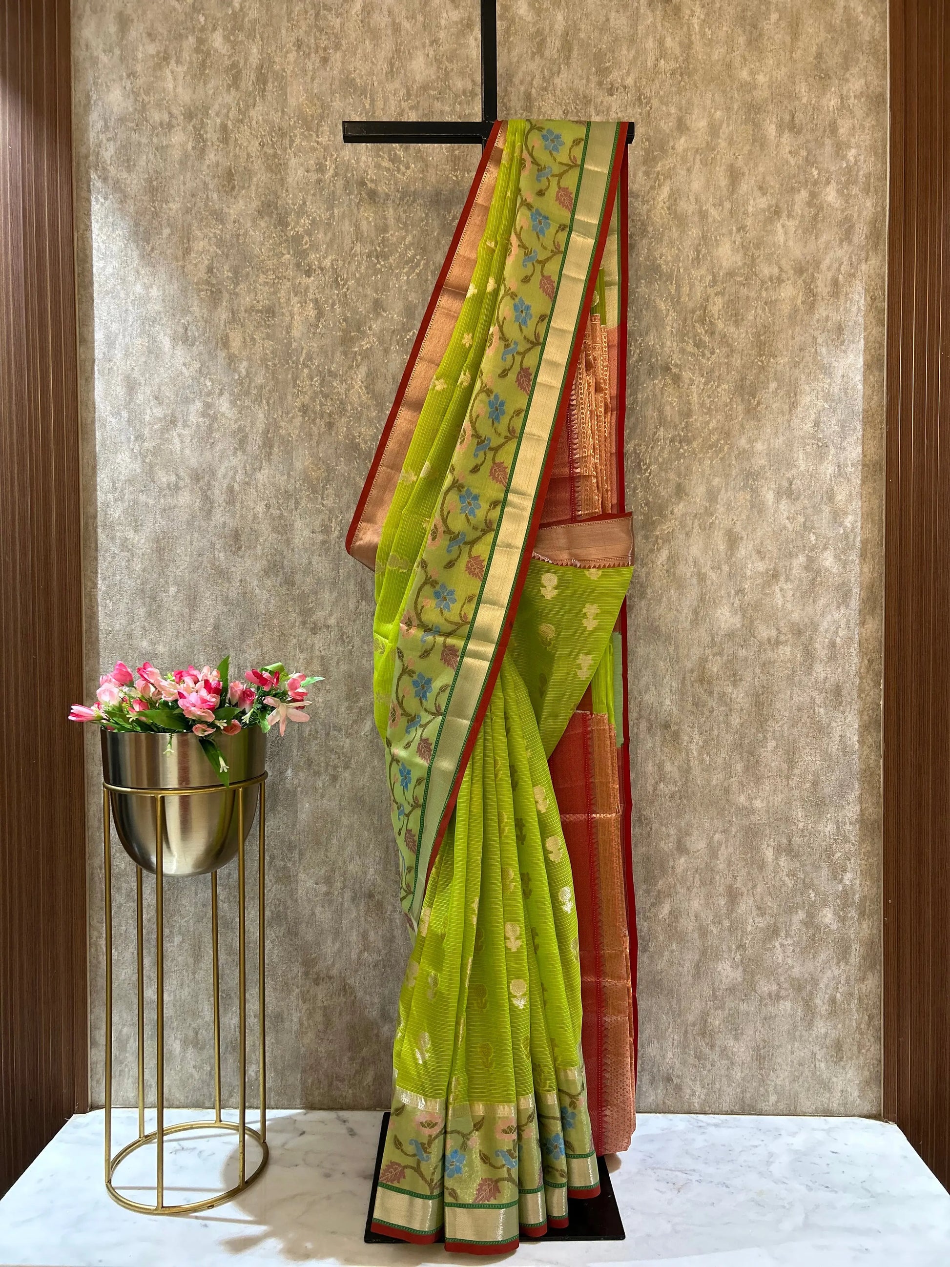 Green Color Kota Saree with Paitani Border Mandira Silks