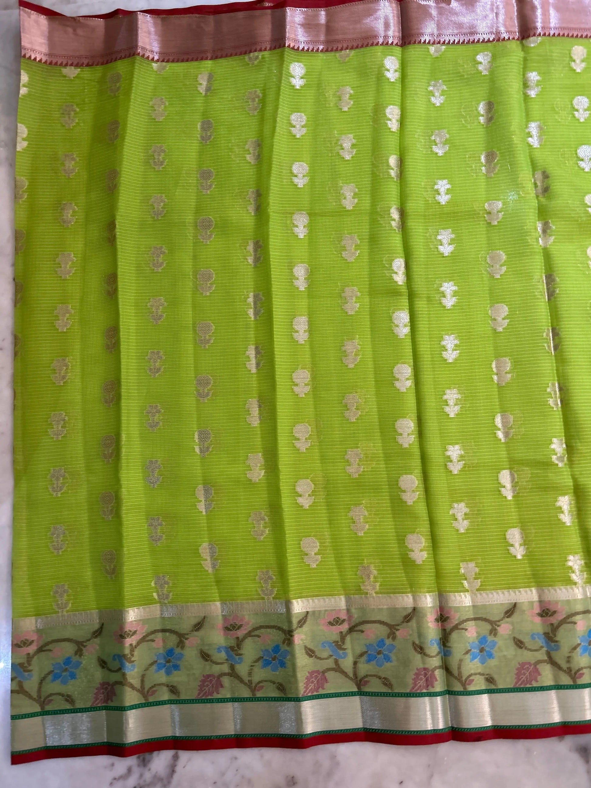 Green Color Kota Saree with Paitani Border Mandira Silks