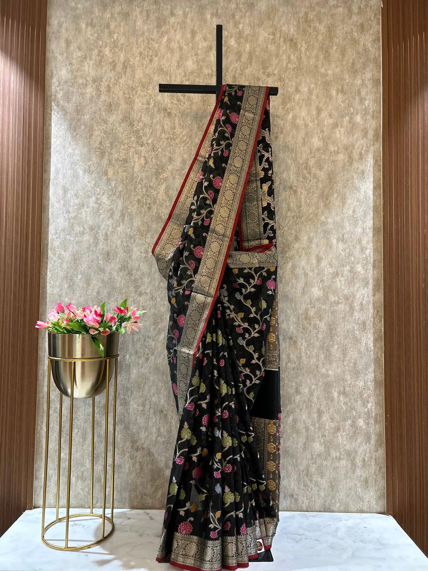 Black Color Kota Saree with Banaras Weaving Mandira Silks