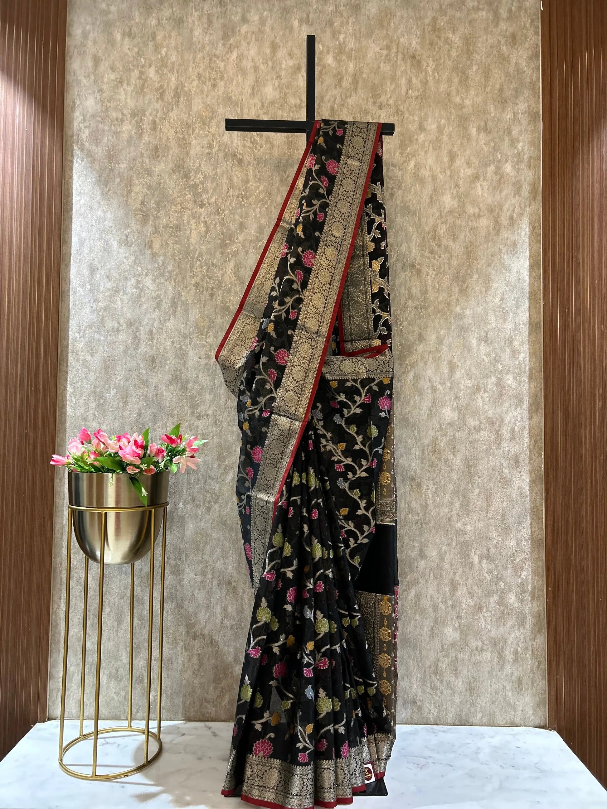 Black Color Kota Saree with Banaras Weaving Mandira Silks