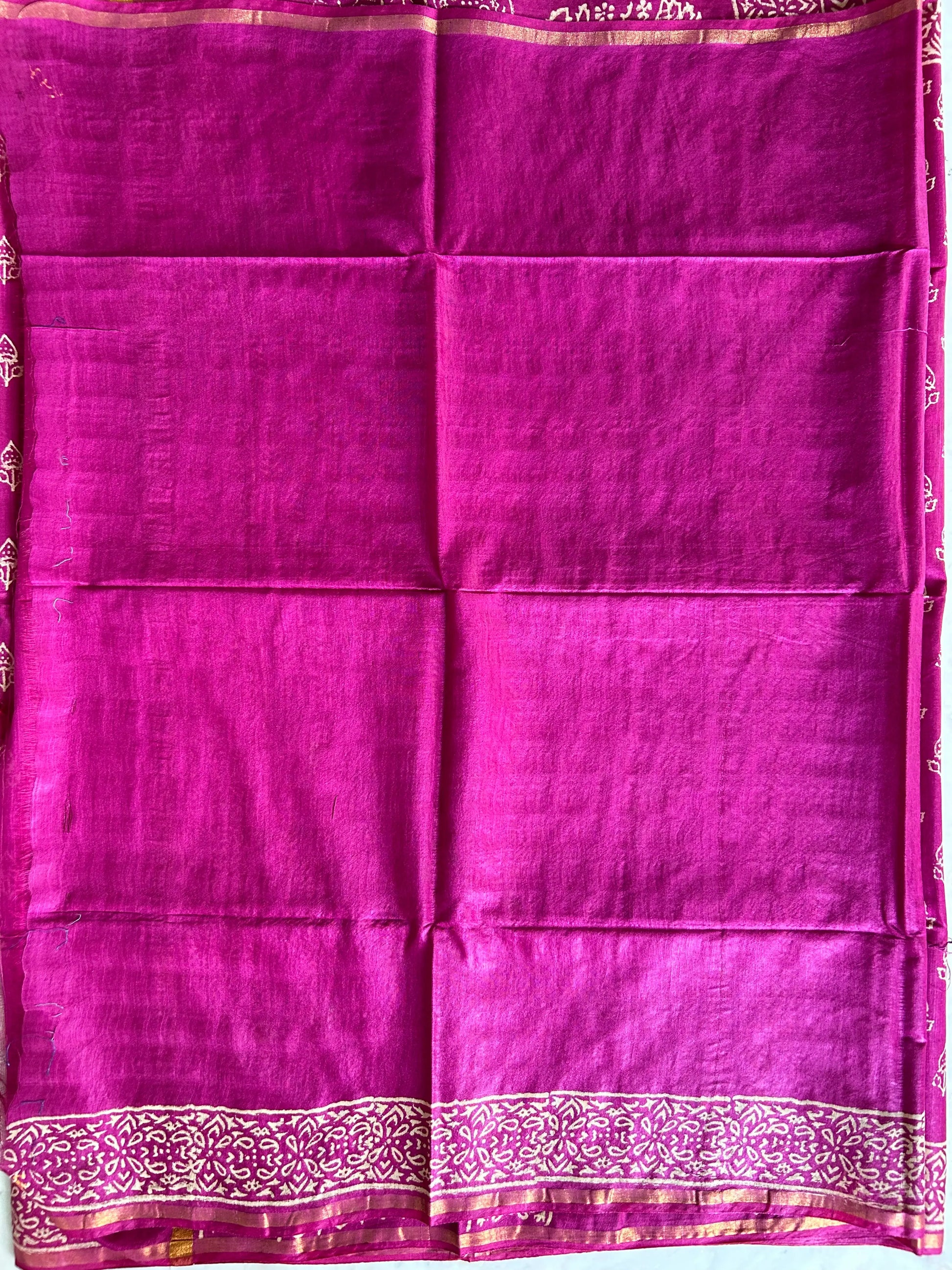 Purple Color Bagru printed Linen blended Cotton saree Mandira Silks