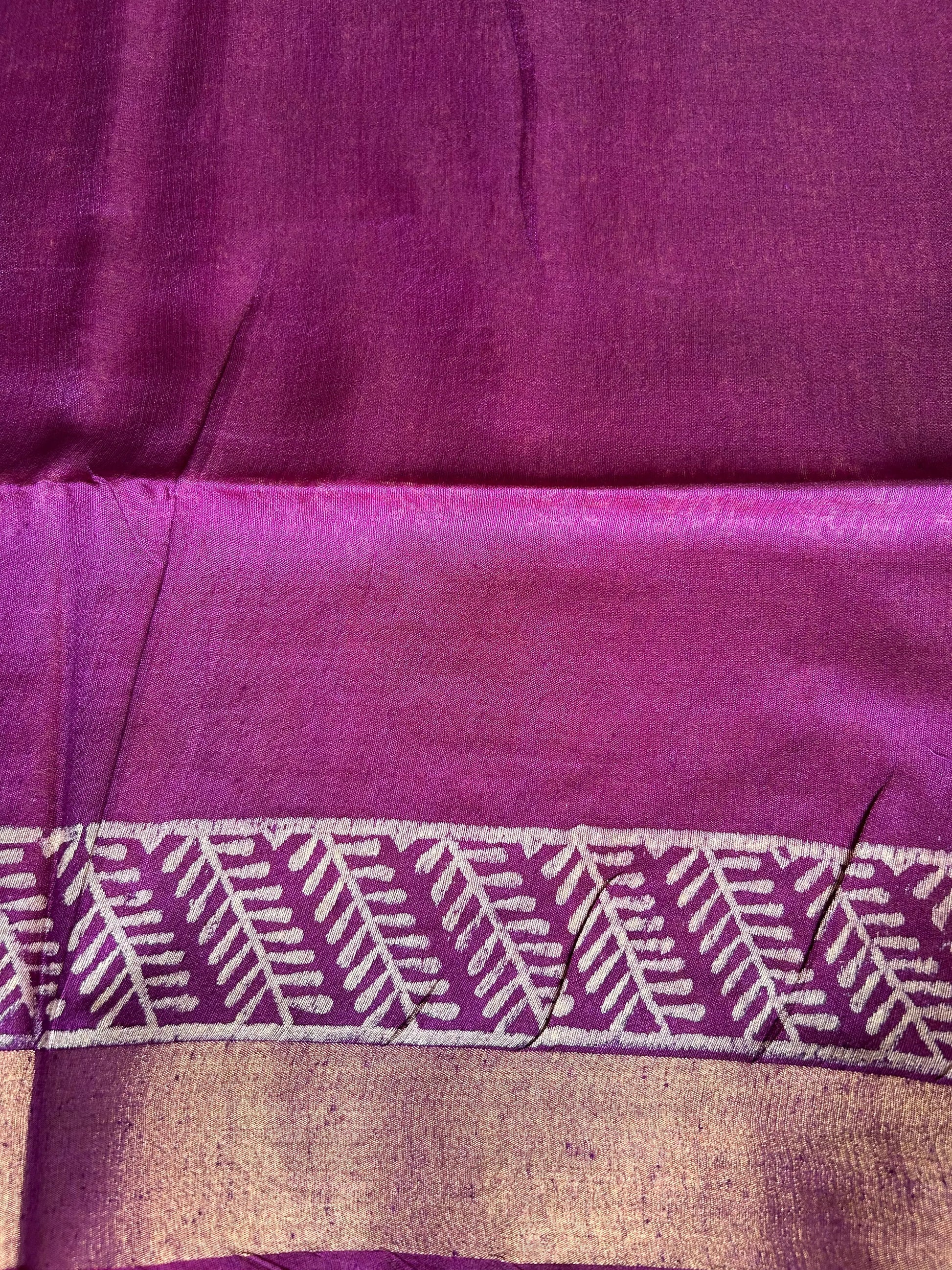 Pink and Purple Bafta Tussar Block Printed Saree Mandira Silks
