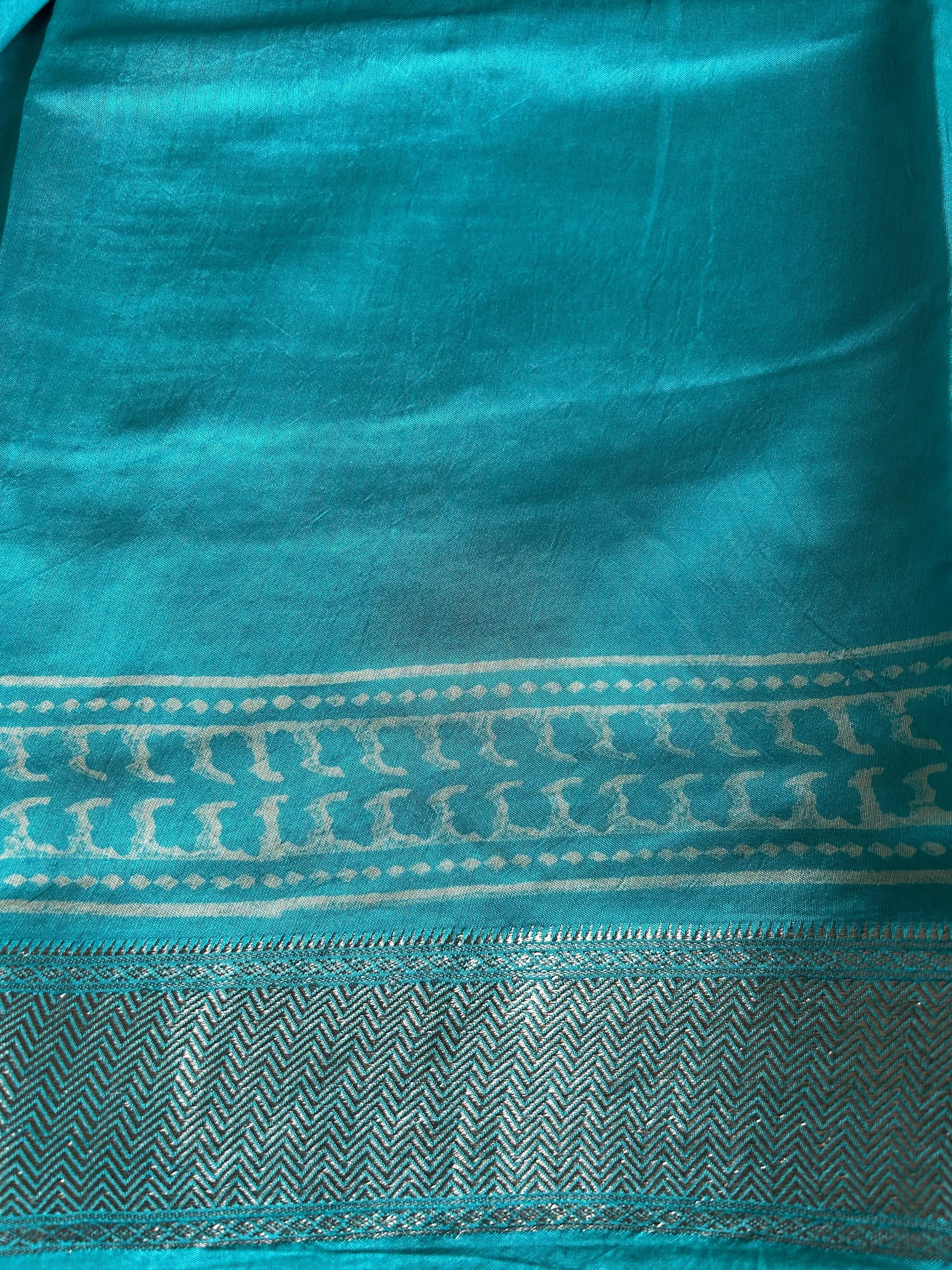 Blue ColorBagru Printed Chanderi Cotton Saree – Handcrafted Ethnic Elegance Mandira Silks