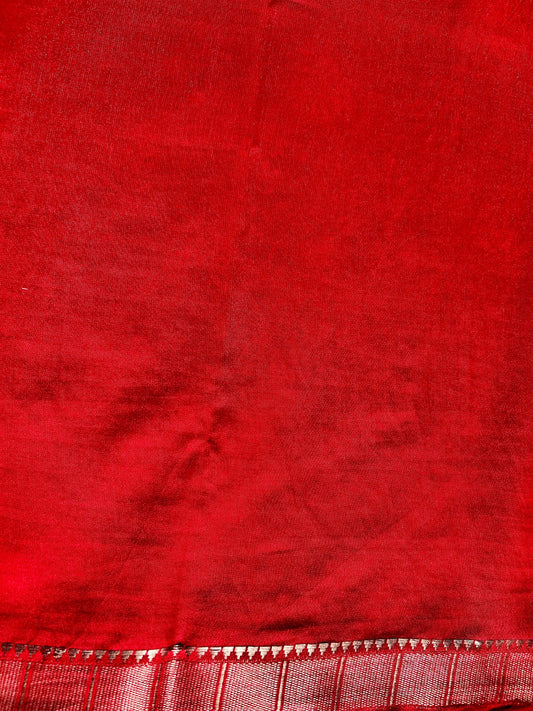 Red Color Bagru printed Chanderi Cotton Saree Mandira Silks