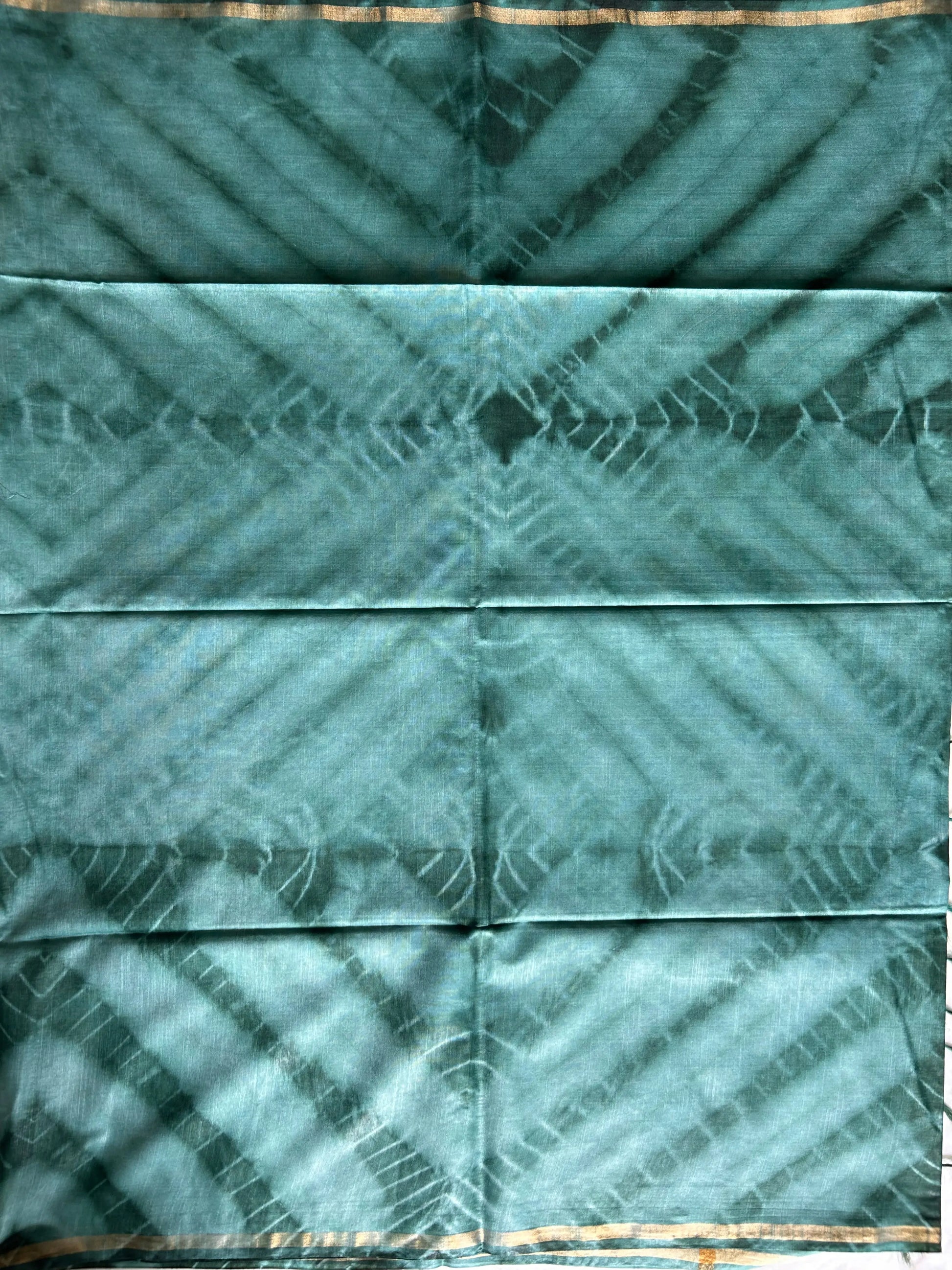 Dark Sea green color Shibori printed Cotton Saree Mandira Silks