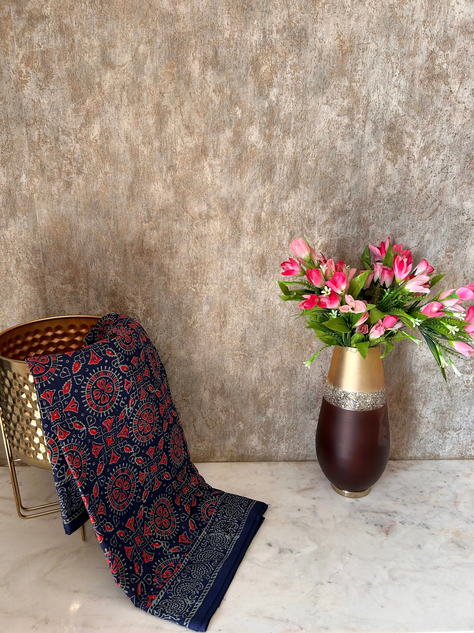 Blue Bagru Printed Pure Cotton Saree Mandira Silks