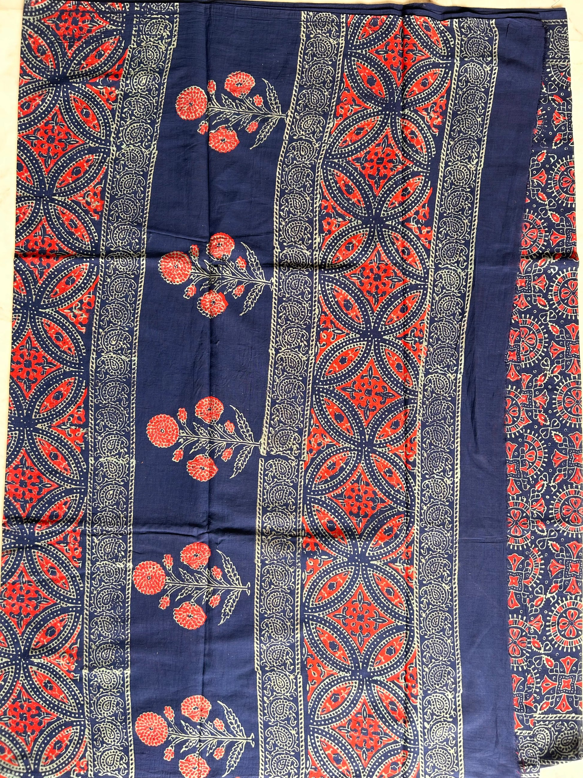 Blue Bagru Printed Pure Cotton Saree Mandira Silks
