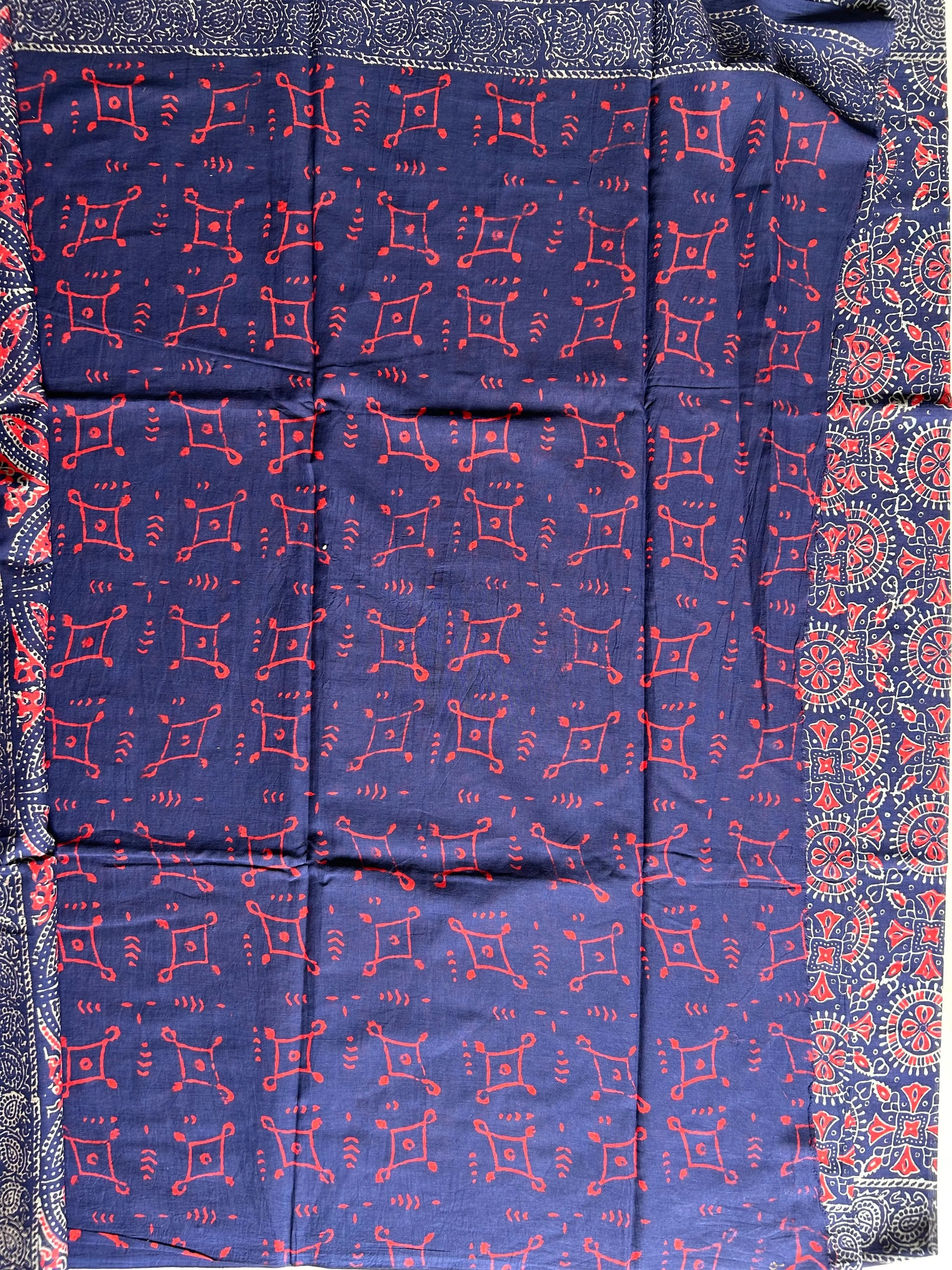 Blue Bagru Printed Pure Cotton Saree Mandira Silks