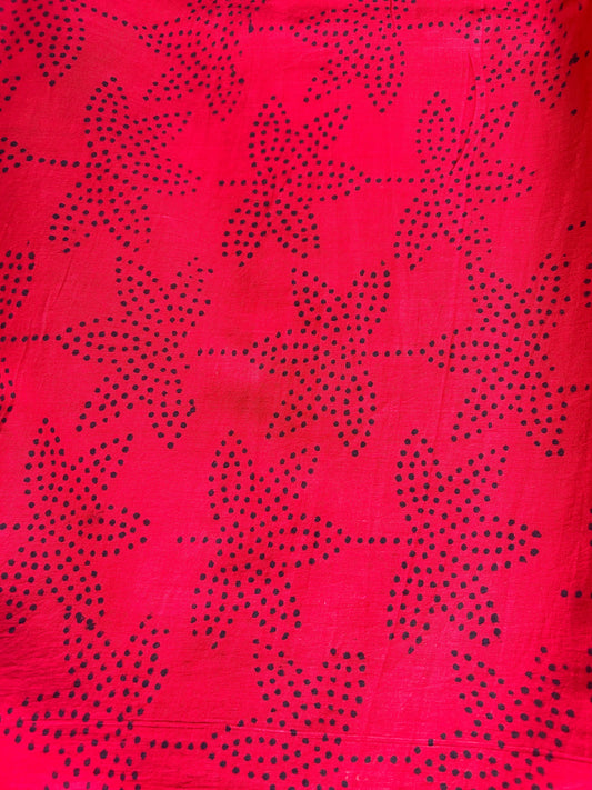 Red Color Pure Cotton Saree with Bagru Print Mandira Silks