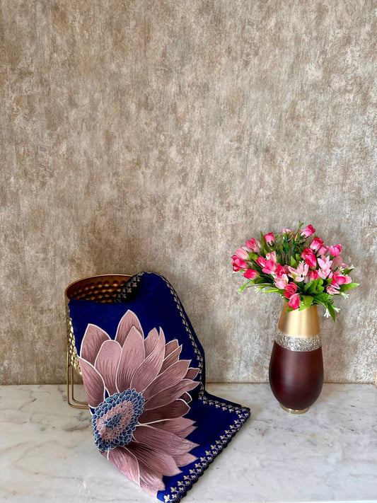 Blue color Tissue designer saree with embroidery work Mandira Silks