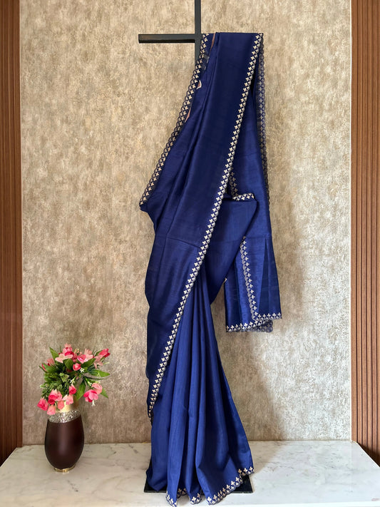 Blue color Tissue designer saree with embroidery work Mandira Silks