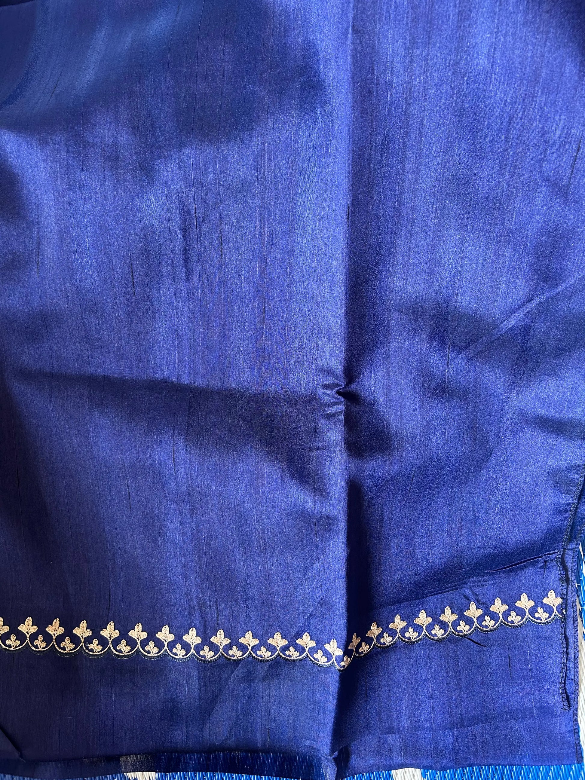 Blue color Tissue designer saree with embroidery work Mandira Silks