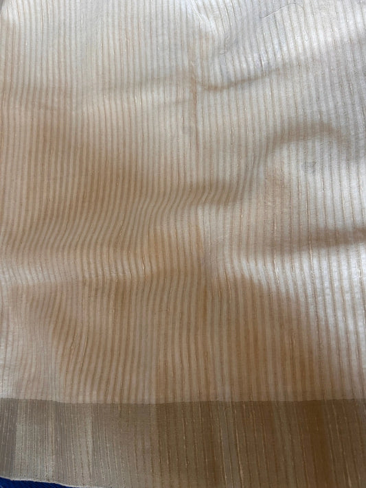 Cream color Tussar Saree with embroidery work Mandira Silks