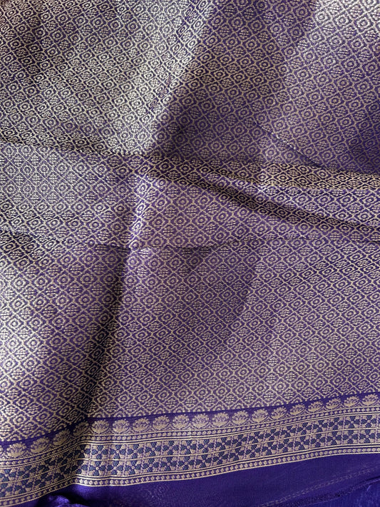 Deep Ink Blue Munga Tussar Banarasi Saree with Paithani Border Mandira Silks