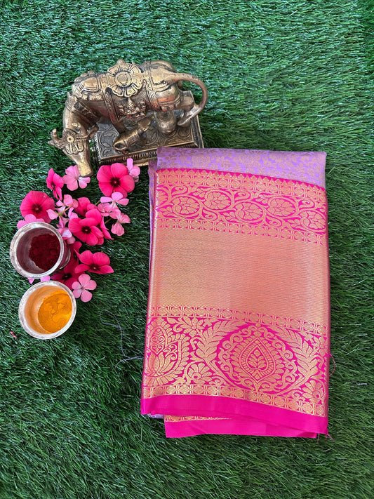 Lavender and Pink Kanjivaram Semi Silk Sarees Mandira Silks