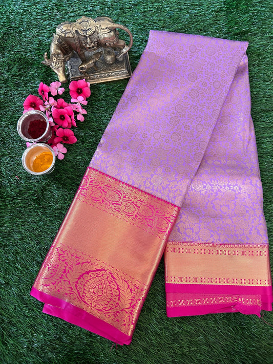 Lavender and Pink Kanjivaram Semi Silk Sarees Mandira Silks