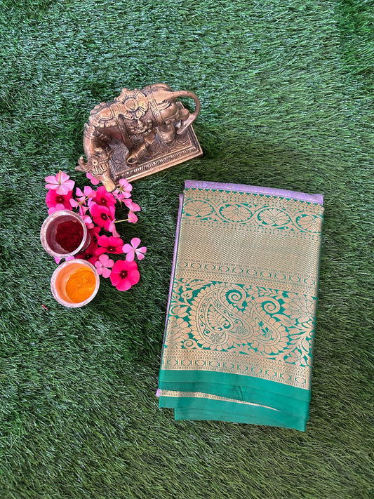 Lavender and green Kanjivaram Semi Silk Sarees Mandira Silks