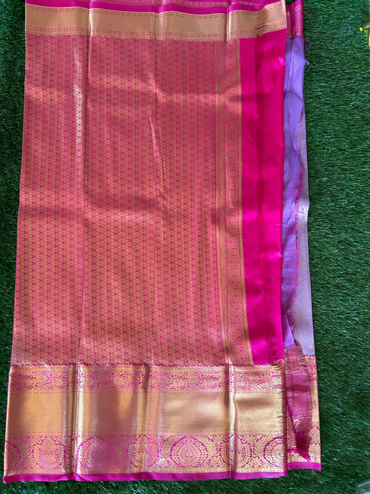 Lavender and Pink Kanjivaram Semi Silk Sarees Mandira Silks