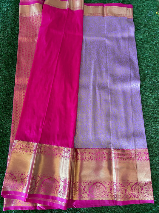 Lavender and Pink Kanjivaram Semi Silk Sarees Mandira Silks
