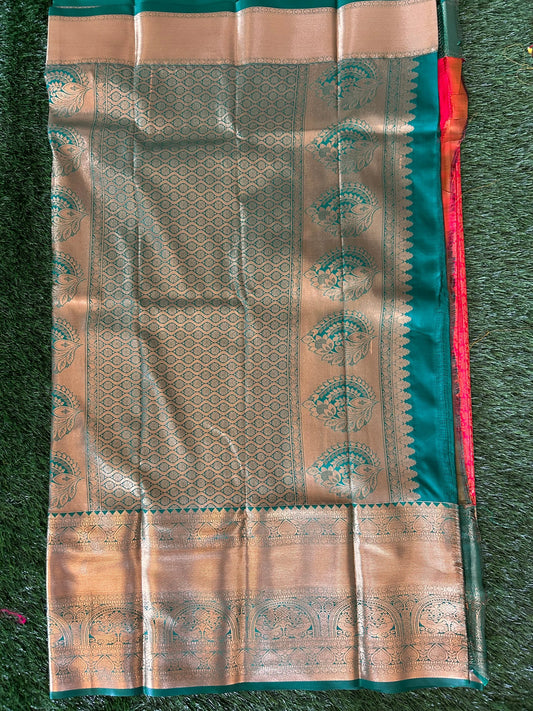 Red and Green Kanjivaram Semi Silk Sarees Mandira Silks