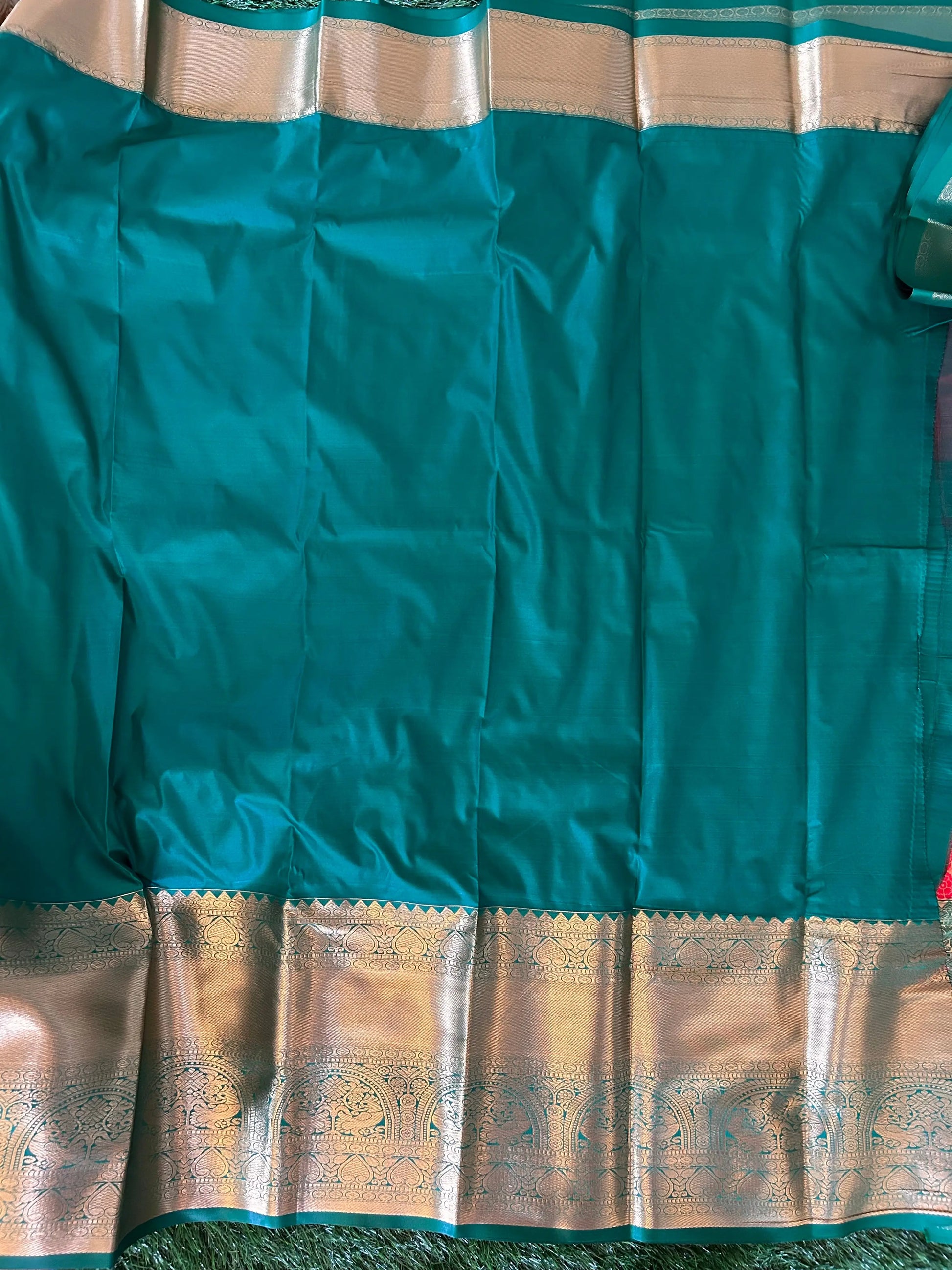 Red and Green Kanjivaram Semi Silk Sarees Mandira Silks