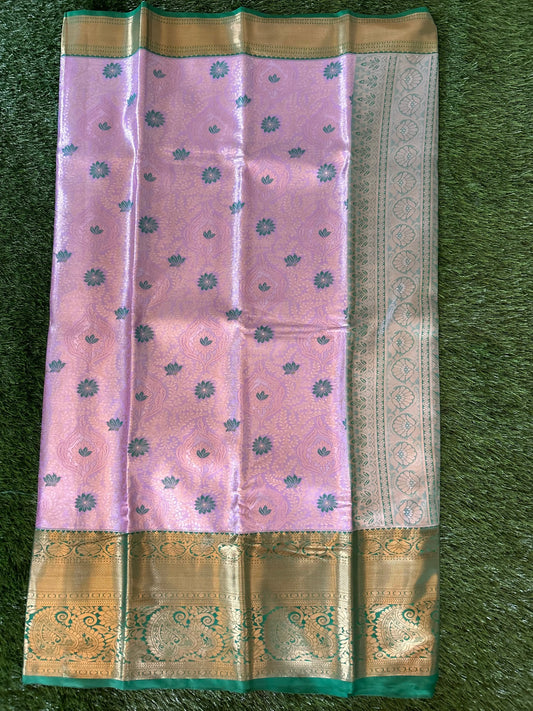 Lavender and green Kanjivaram Semi Silk Sarees Mandira Silks