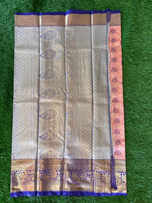 Pink and Navy Blue Kanjivaram Semi Silk Sarees Mandira Silks
