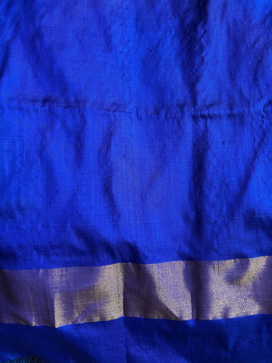 Red and blue Pure Ikkat Silk Saree Mandira Silks
