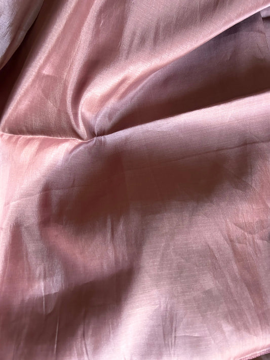 Coral Pink Color Dabu Tussar Saree with appliqué work Mandira Silks