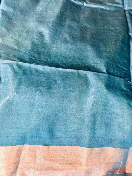 Green color Shibori Tie and Die pattern Semi Tussar Saree Mandira Silks