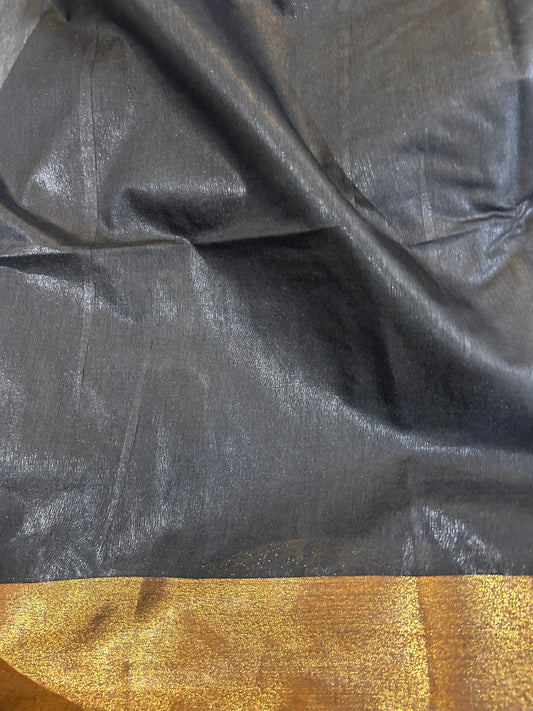 White and Black Color Shibori Tie and Die pattern Semi Tussar Saree Mandira Silks