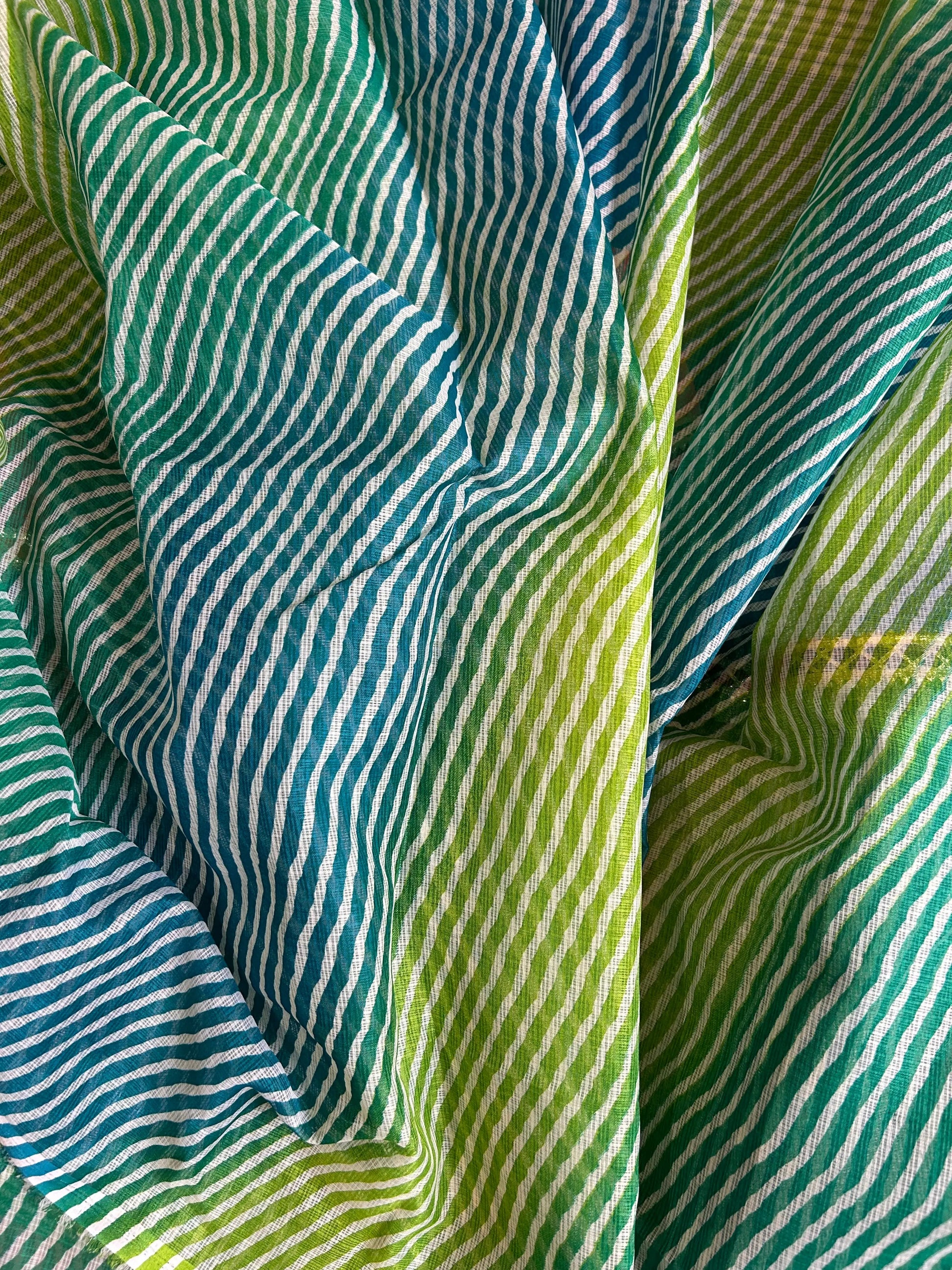 Green Color Kota Lehariya Saree with Gota Patti Mandira Silks
