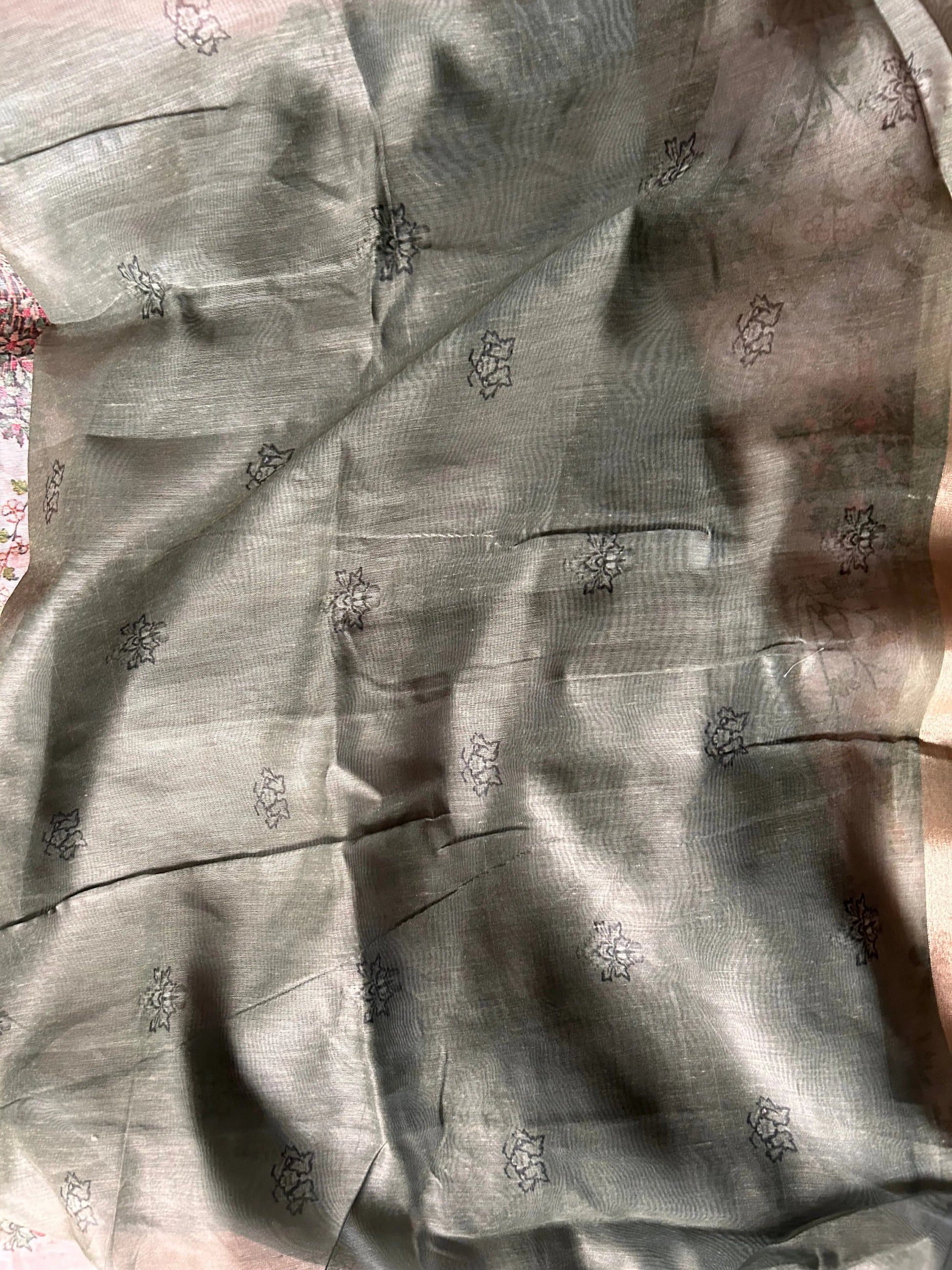Cream Color Printed Chanderi Daily wear Saree Mandira Silks