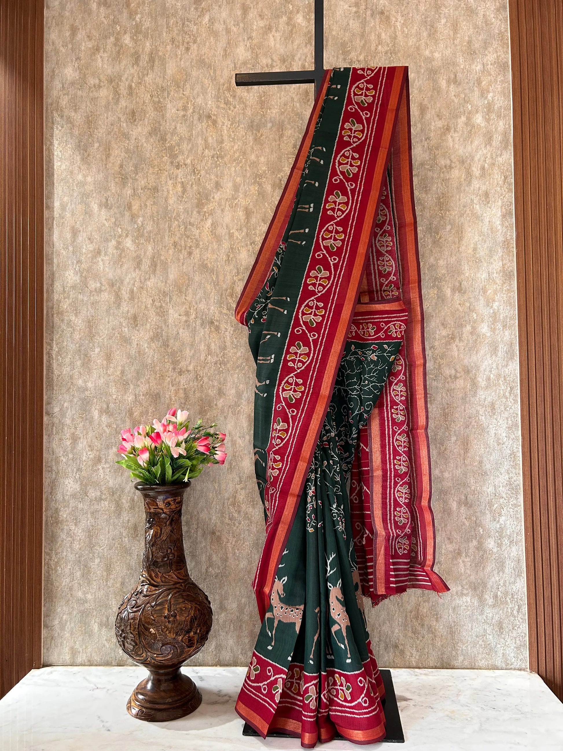 soft chanderi Saree with Patola Print