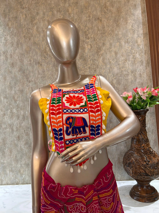 Rani Pink daily wear soft Georgette saree with stitched sleeve less blouse for Daily Wear Mandira Silks