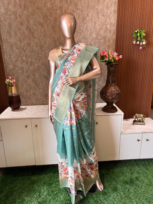 Pista Green Color Georgette Saree with floral print