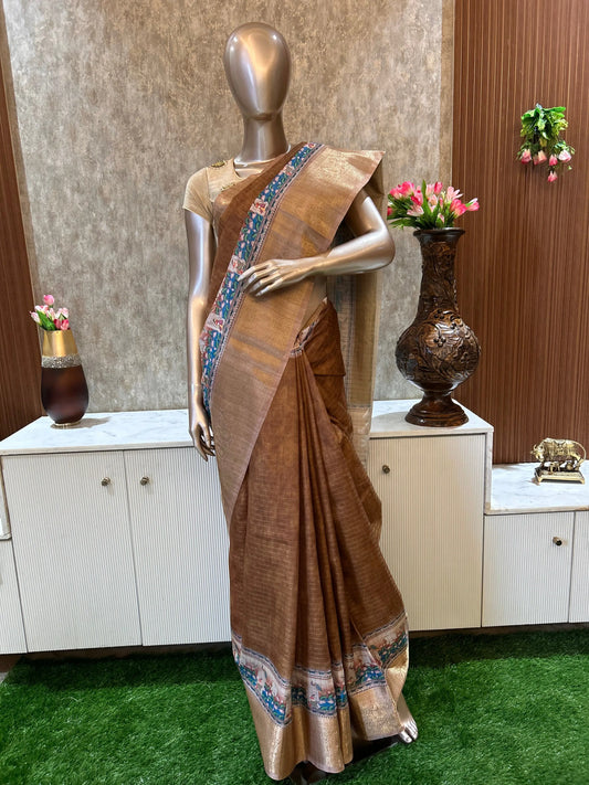 Fancy saree with Pichwai and lotus print Mandira Silks