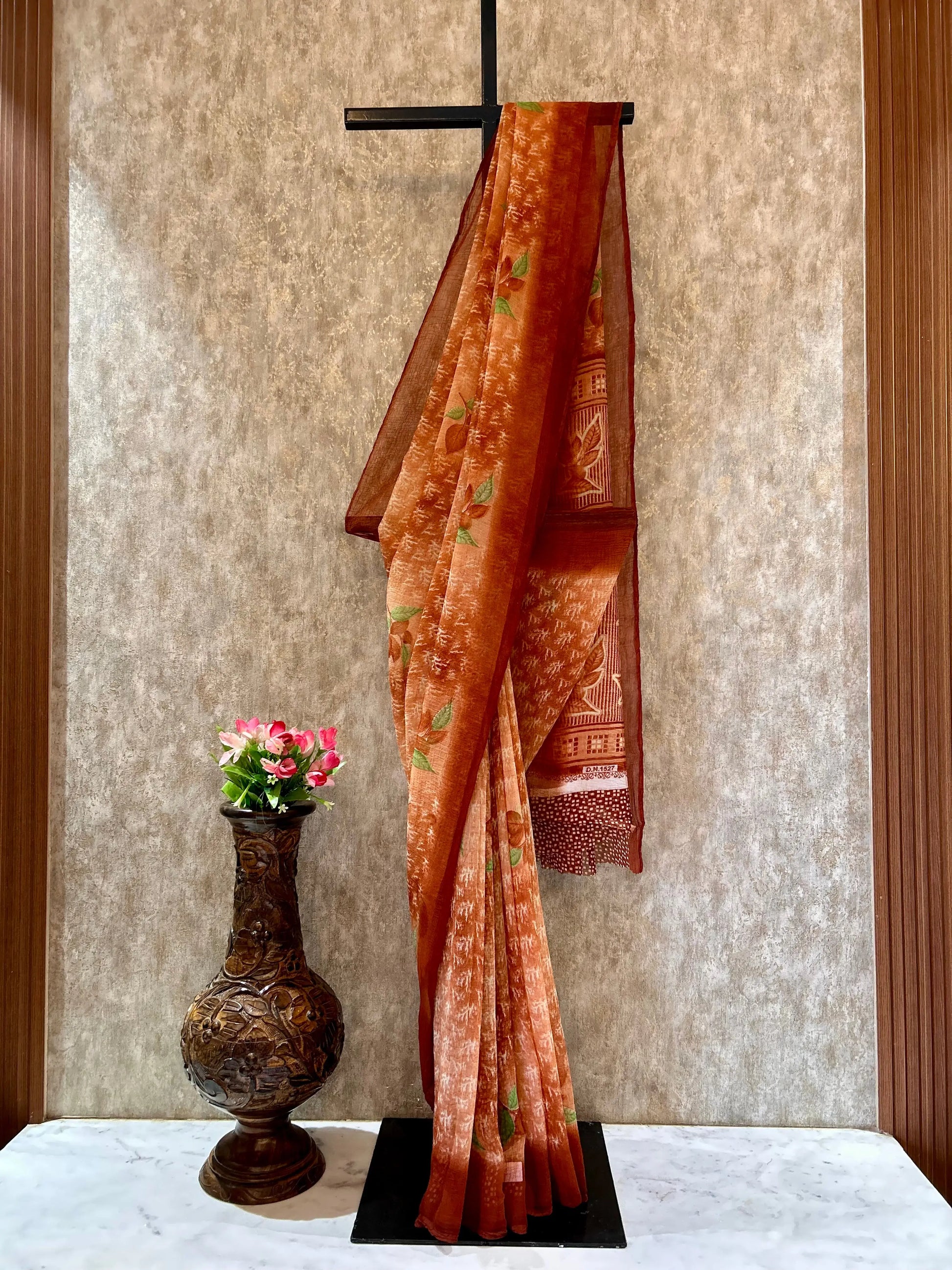 Coffee brown color marble Georgette saree for Daily Wear Mandira Silks