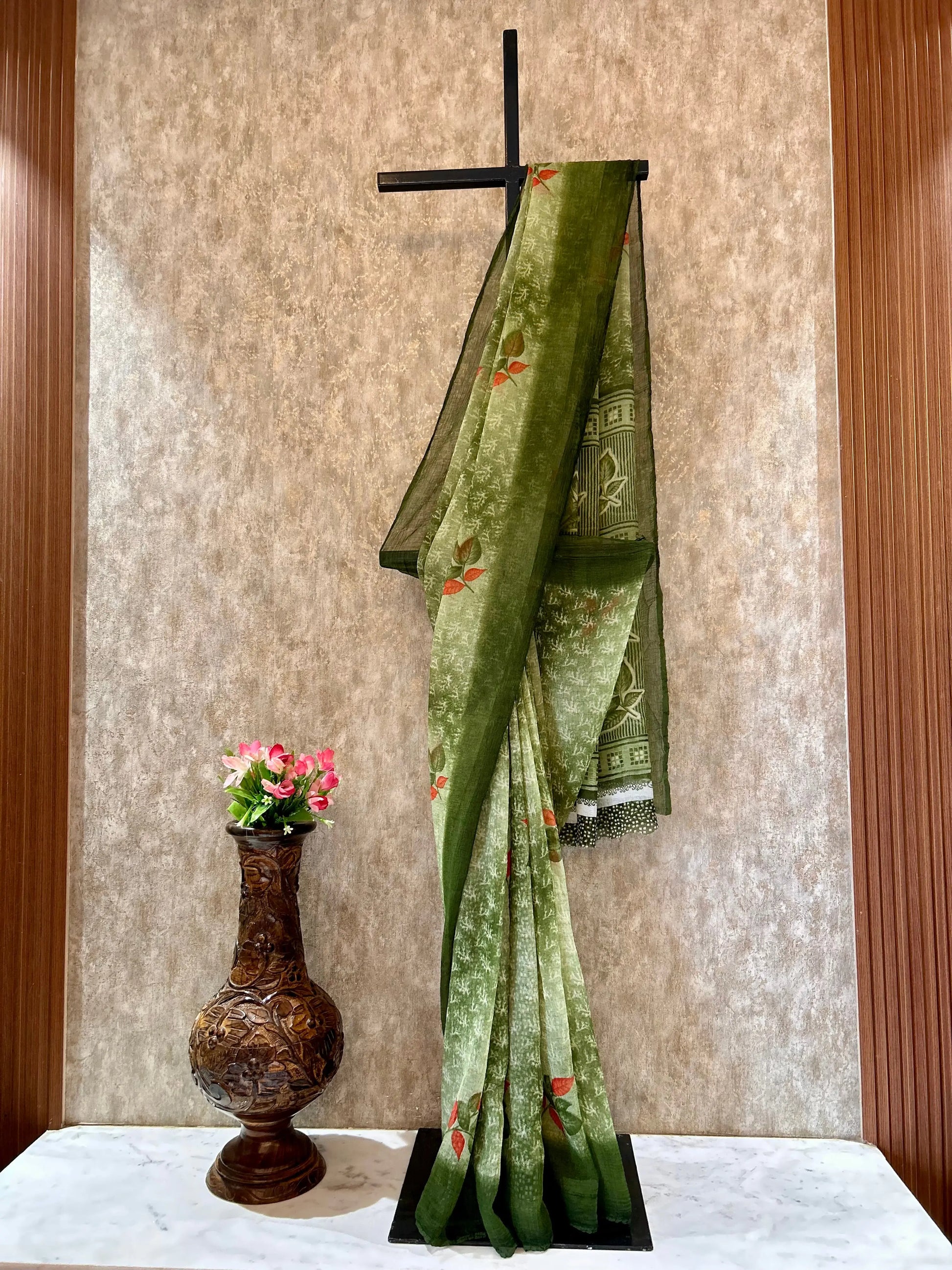 green color saree