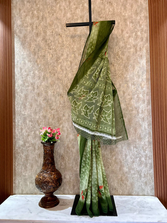 green color saree