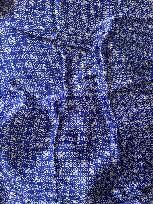 Blue color Muslin silk Ajrak Printed saree for Daily wear-Blouse Printed