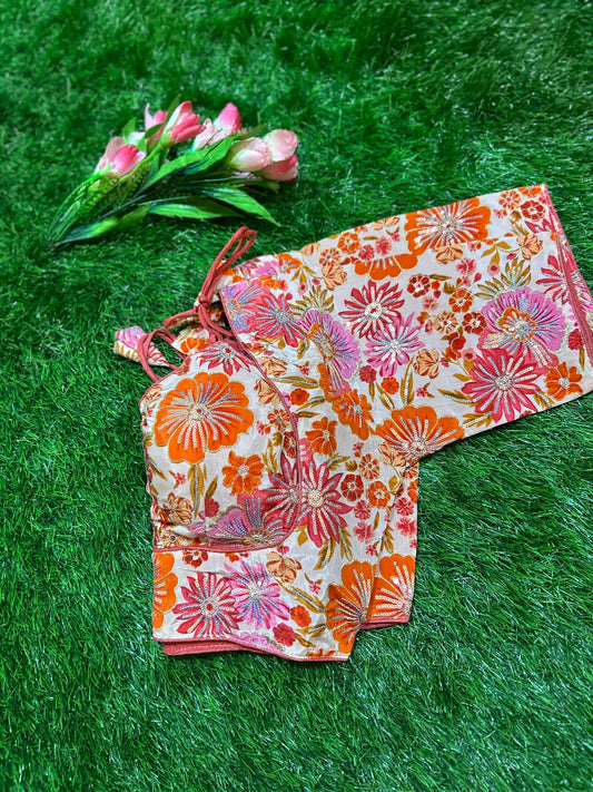 Pink color Viscous Crepe silk Designer Blouse Mandira Silks