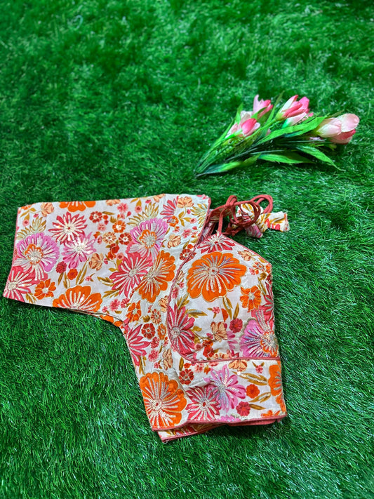 Pink color Viscous Crepe silk Designer Blouse Mandira Silks