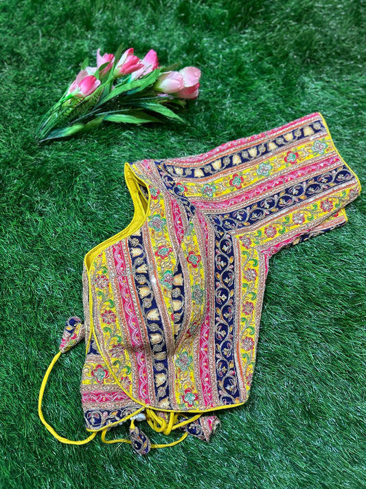 Yellow Color Viscous Crepe silk Designer Blouse Mandira Silks
