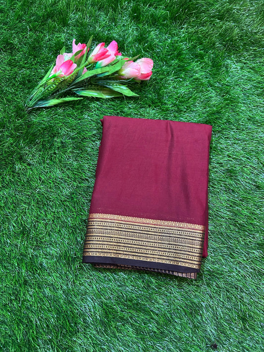 Coffee beans Color Semi Mysore Silk Saree for Festive Wear Mandira Silks